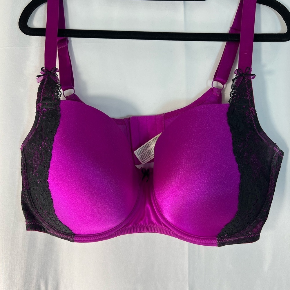 Deesse Lingerie “the Vixen” Balconette Bra -  Purple and Black  Lace Size 40DDD